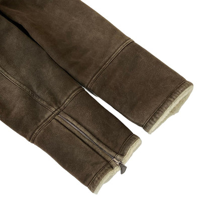 Hermes Jacket 50 XL Dark Brown Ivory Long Sleeve Shearling Zip Up Winter — view 6