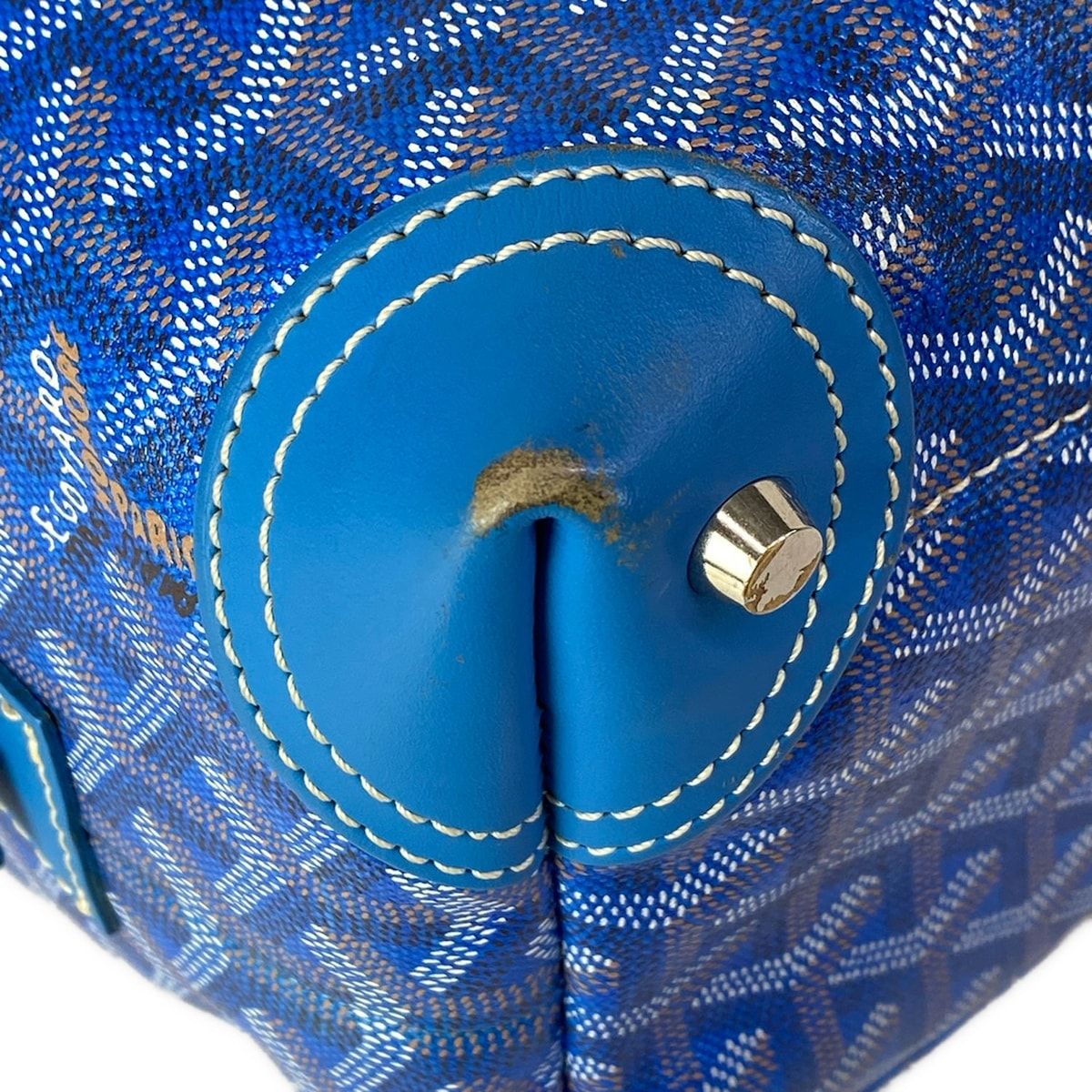 Goyard Handbag Boeing 30 Blue White Brown Mini Boston Leather — view 6