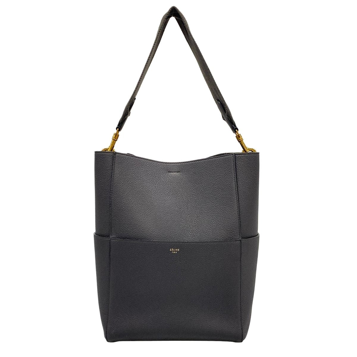 Celine Shoulder Bag Sangles Dark Gray Strap Removable