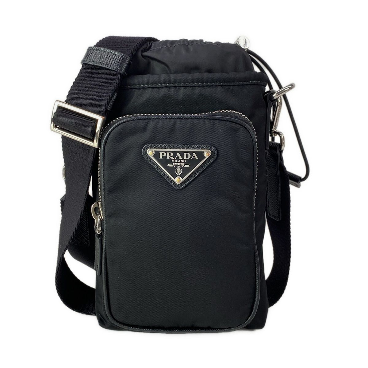 Prada Shoulder Bag Black Smartphone Re-Nylon Strap Removable Leather