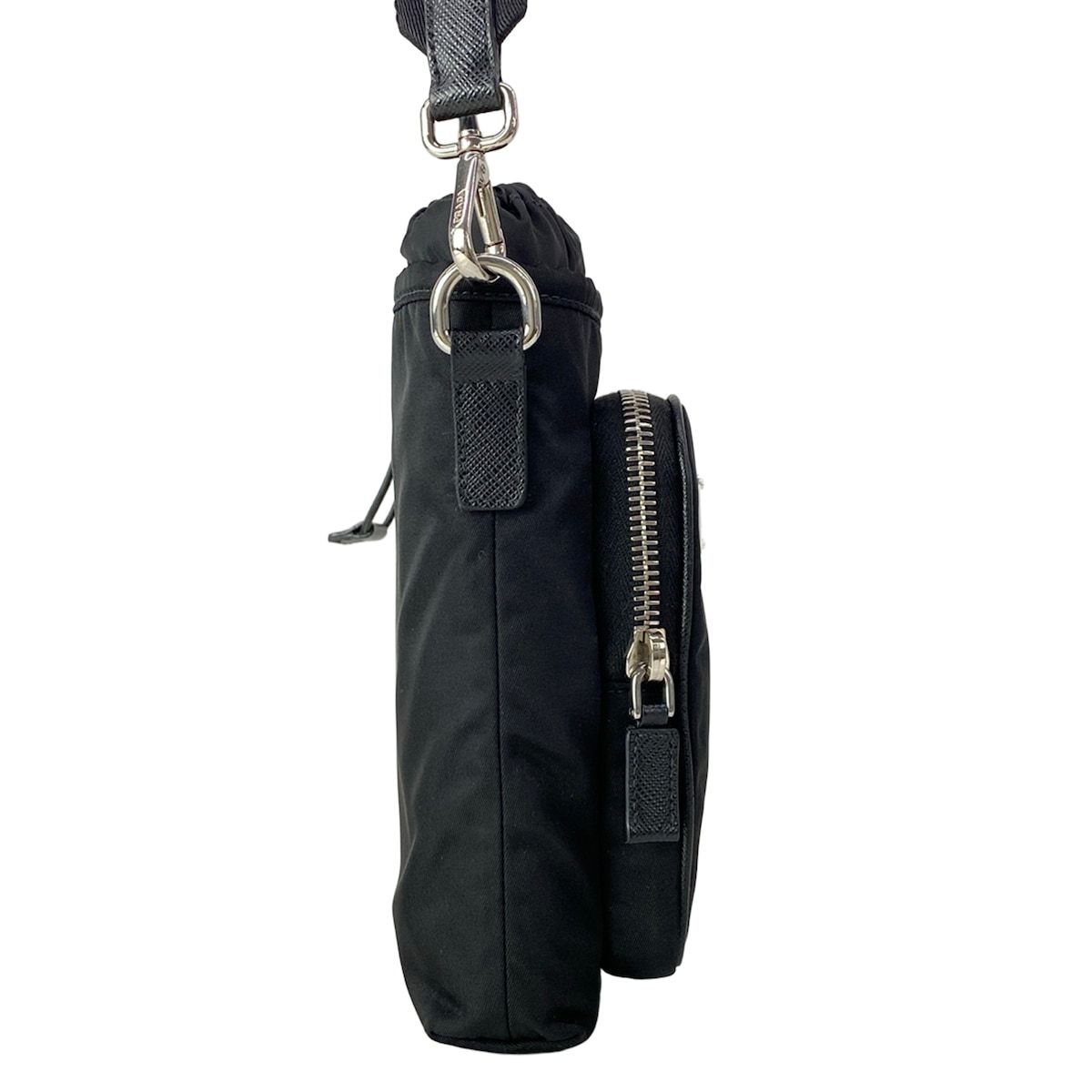 Prada Shoulder Bag Black Smartphone Re-Nylon Strap Removable Leather — view 2