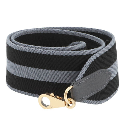Hermes Shoulder Strap Gray Black Gold Canvas