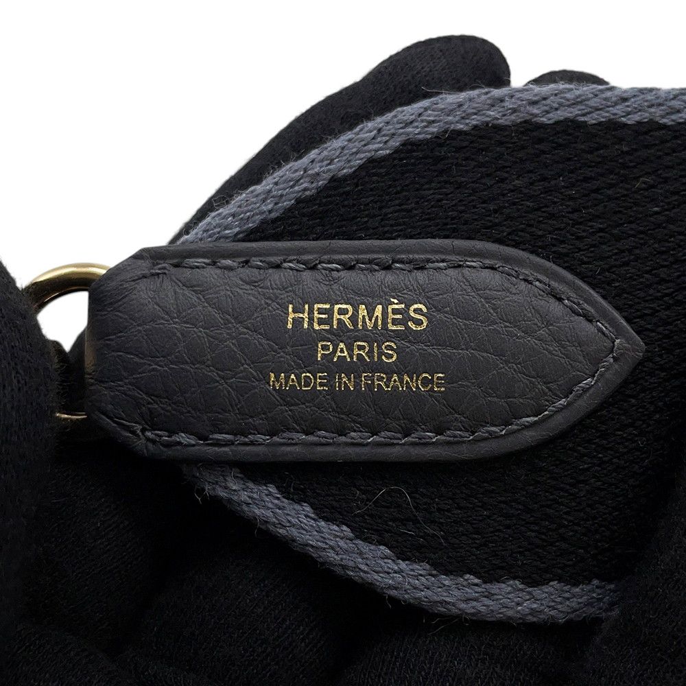 Hermes Shoulder Strap Gray Black Gold Canvas — view 6