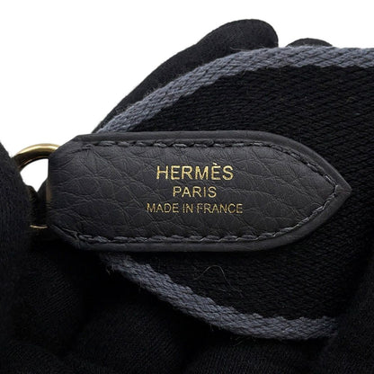 Hermes Shoulder Strap Gray Black Gold Canvas — view 6