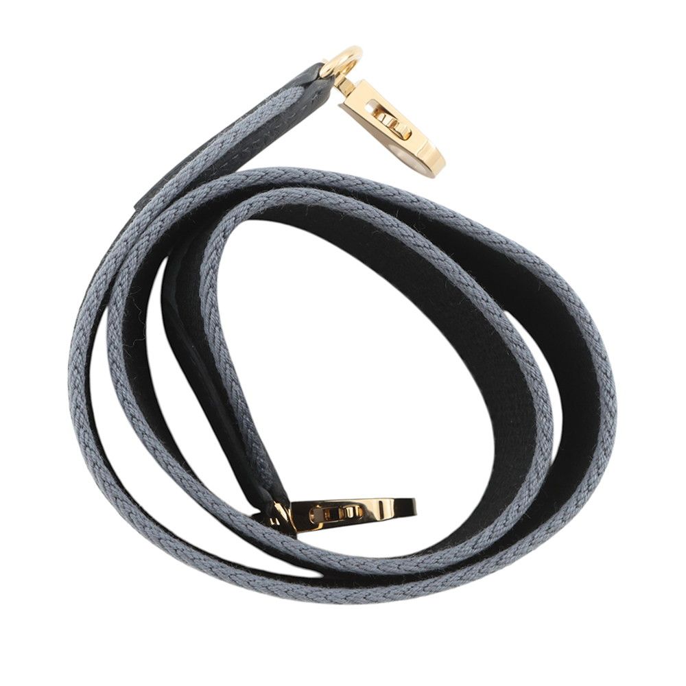 Hermes Shoulder Strap Gray Black Gold Canvas — view 3