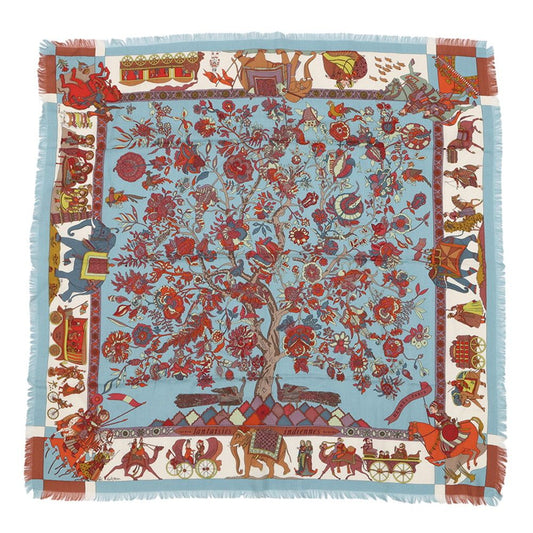 Hermes Scarf Carre 90 Dazzling India Fantaisies Indiennes Cashmere Silk Limited