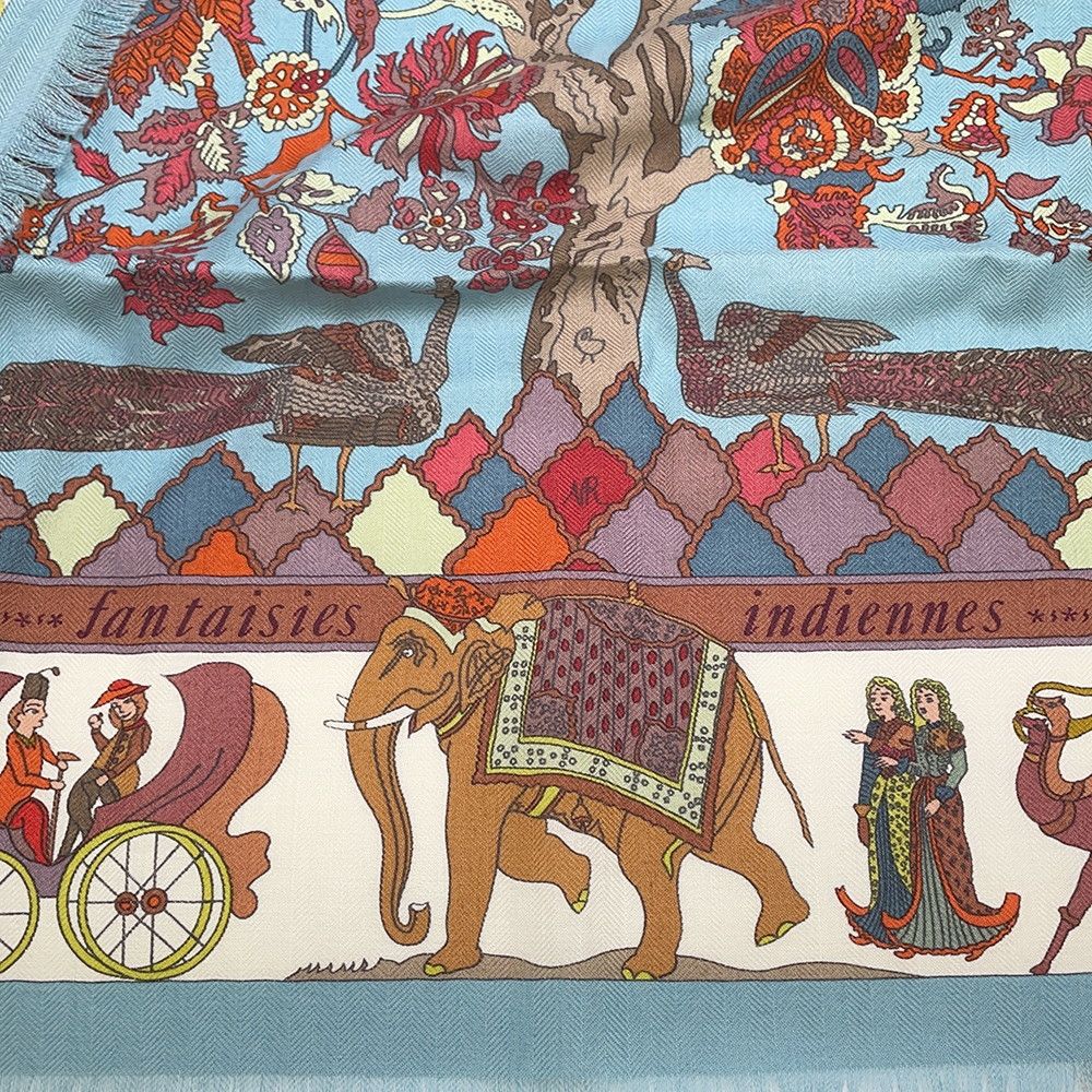 Hermes Scarf Carre 90 Dazzling India Fantaisies Indiennes Cashmere Silk Limited — view 5