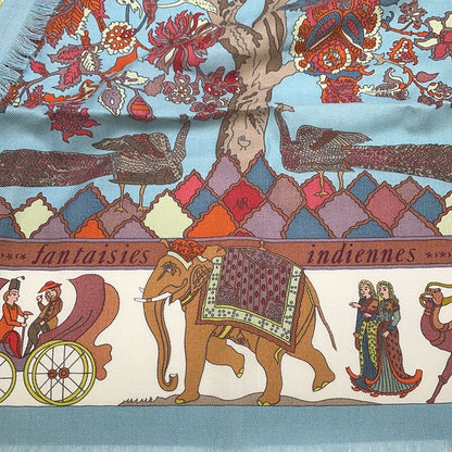 Hermes Scarf Carre 90 Dazzling India Fantaisies Indiennes Cashmere Silk Limited — view 5