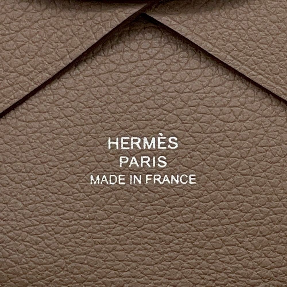Hermes Coin Case Calvi Duo Etoupe Silver Color — view 8