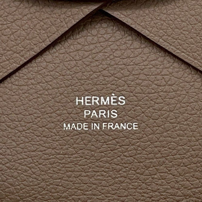 Hermes Coin Case Calvi Duo Etoupe Silver Color — view 8