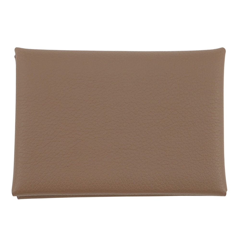 Hermes Coin Case Calvi Duo Etoupe Silver Color — view 3
