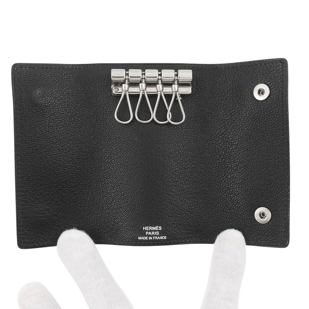 Hermes Quadruple Strand Key Case Etuis Cles 4 Black Silver Vauchamonix — view 4