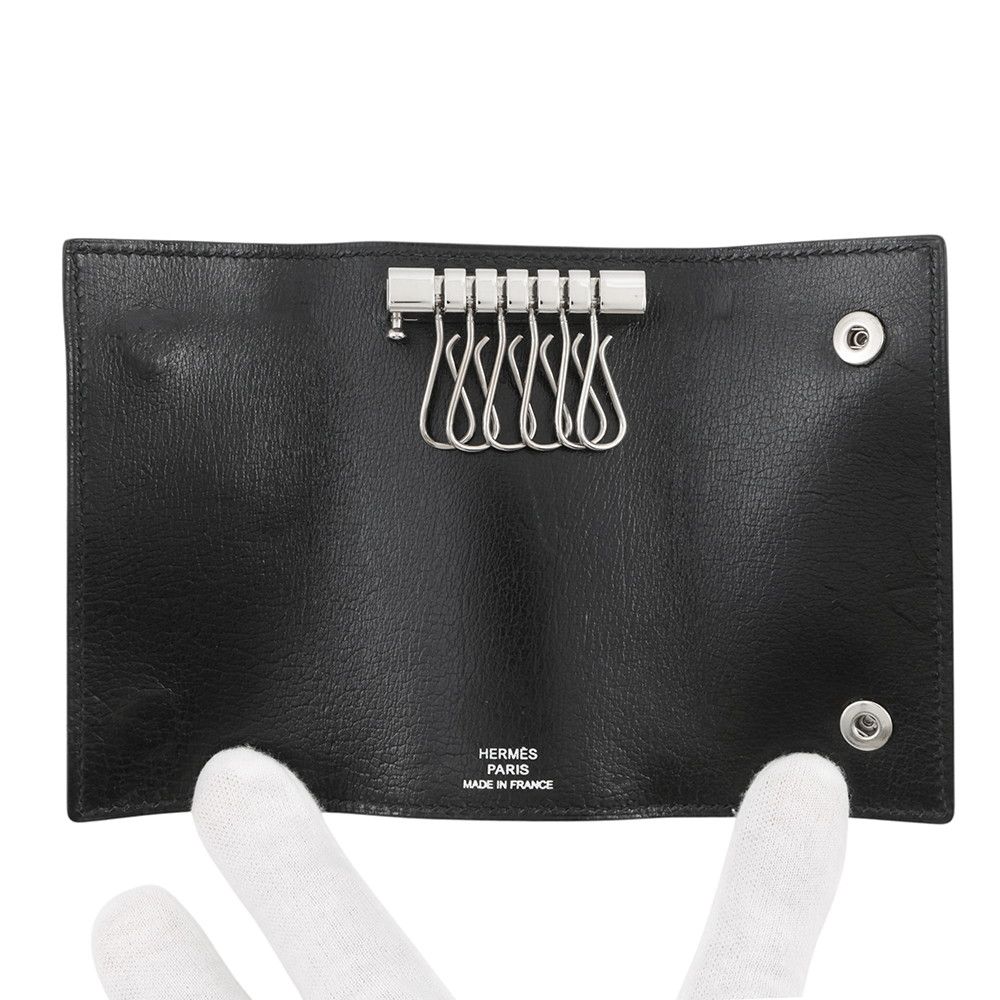Hermes 6 Key Case Etui Cles 6 Black Silver Vauchamonix Key Holder — view 4