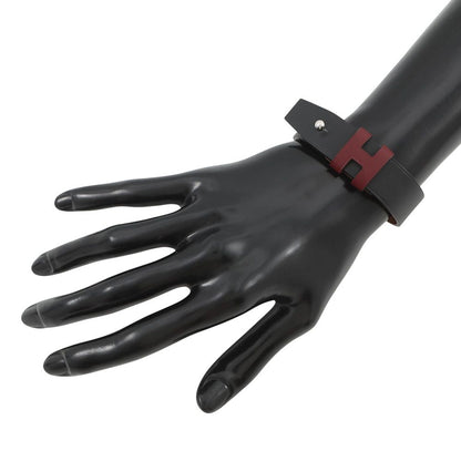 Hermes Bracelet Black Red Silver Leather T4 — view 5