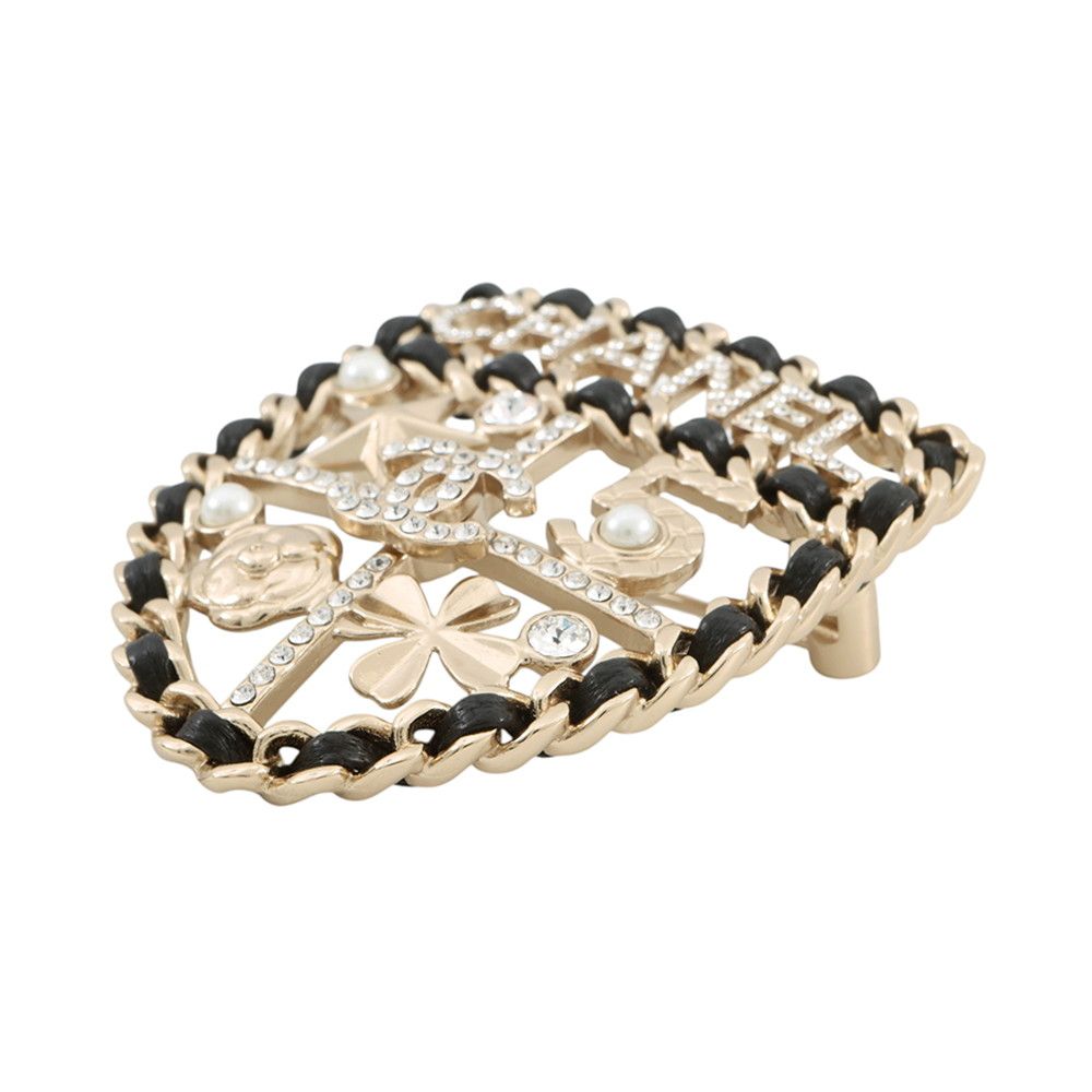 Chanel Brooch CC Logo Emblem Icon Rhinestone Faux Pearl 21 — view 2