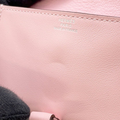 Hermes Coin Case Glenan Compact Wallet Rose Sakura Silver Swift — view 6
