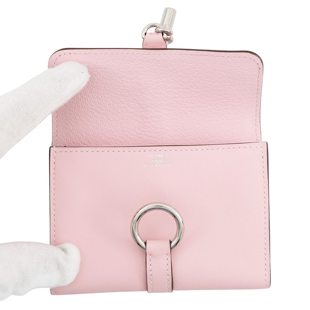 Hermes Coin Case Glenan Compact Wallet Rose Sakura Silver Swift — view 4