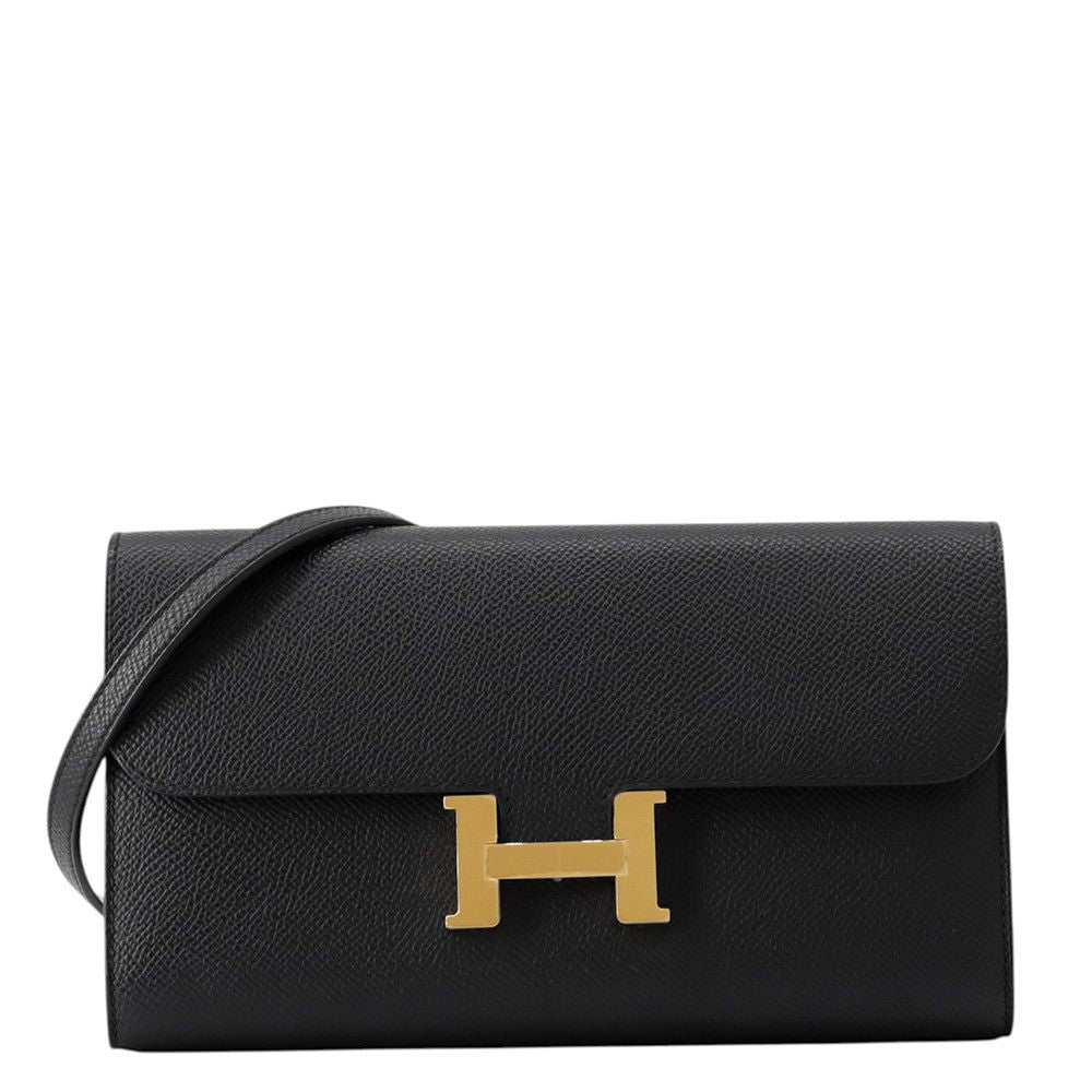 Hermes Wallet Constance Tougo Long Black Gold Epsom