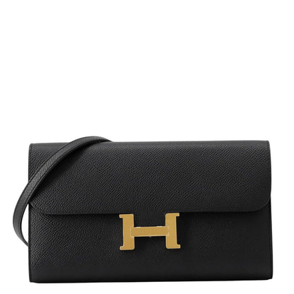 Hermes Wallet Constance Tougo Long Black Gold Epsom