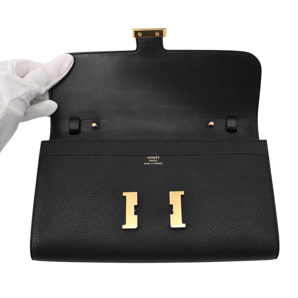 Hermes Wallet Constance Tougo Long Black Gold Epsom — view 4