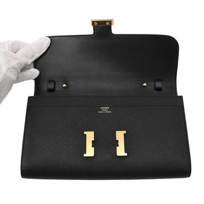 Hermes Wallet Constance Tougo Long Black Gold Epsom — view 4