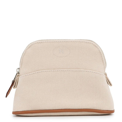 Hermes Pouch Bolide Mini Beige Silver Canvas Case