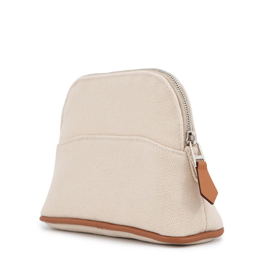 Hermes Pouch Bolide Mini Beige Silver Canvas Case — view 2