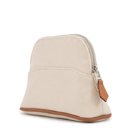 Hermes Pouch Bolide Mini Beige Silver Canvas Case — view 2