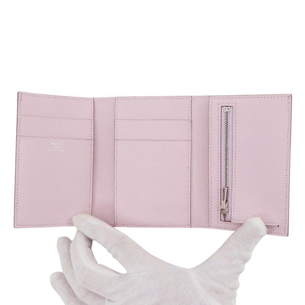 Hermes Trifold Wallet Bearn Combination Mauvepere Silver Epsom — view 4