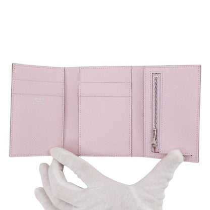 Hermes Trifold Wallet Bearn Combination Mauvepere Silver Epsom — view 4