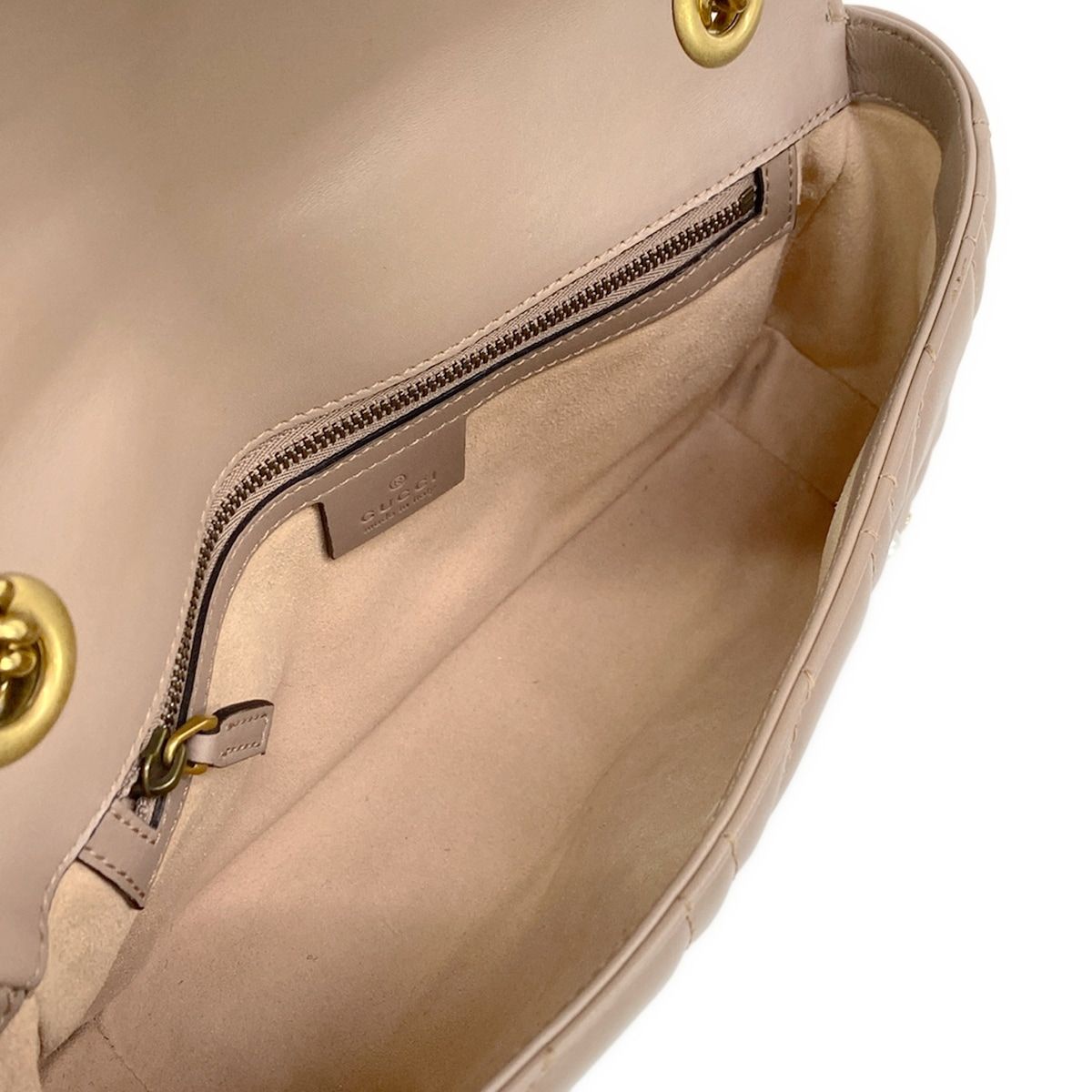 Gucci Shoulder Bag GG Marmont Quilted Small Bag Pink Beige Leather — view 7