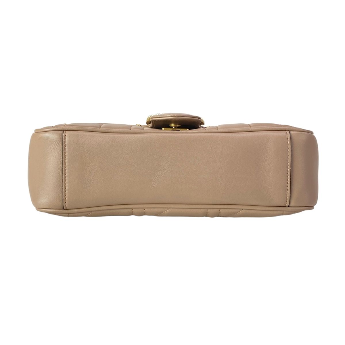 Gucci Shoulder Bag GG Marmont Quilted Small Bag Pink Beige Leather — view 5