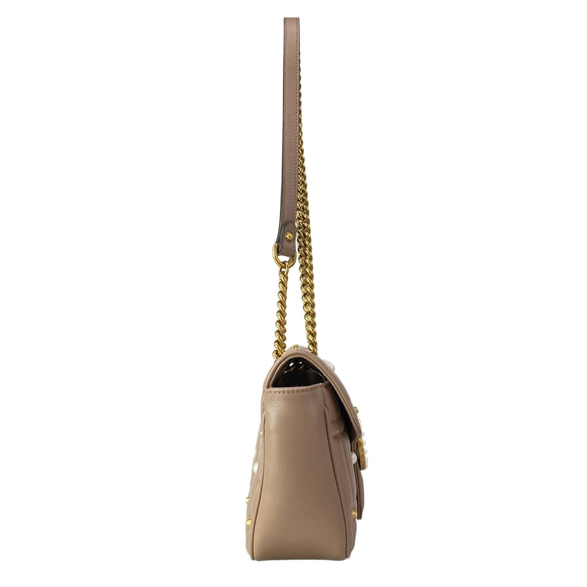 Gucci Shoulder Bag GG Marmont Quilted Small Bag Pink Beige Leather — view 2