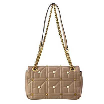 Gucci Shoulder Bag GG Marmont Quilted Small Bag Pink Beige Leather — view 3