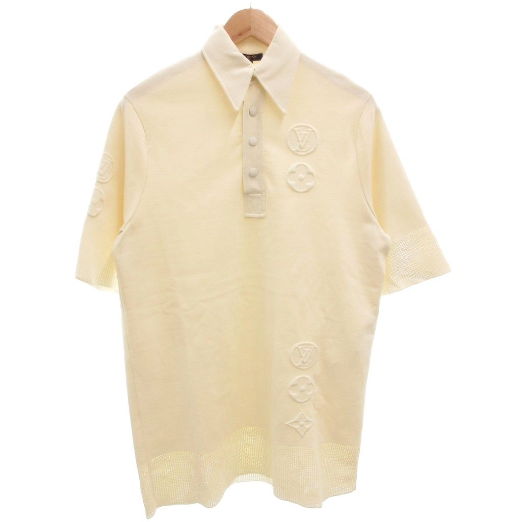 Louis Vuitton Polo Shirt Top Embossed Logo Cutout S Off White