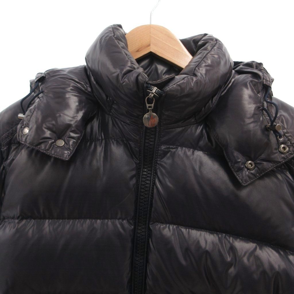 Moncler Maya Down Jacket Hood Animation Tag 2 Navy — view 3