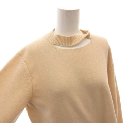 Fendi Cashmere Blend Knit Sweater Pullover High Neck Logo Long Sleeve 38 Beige — view 4
