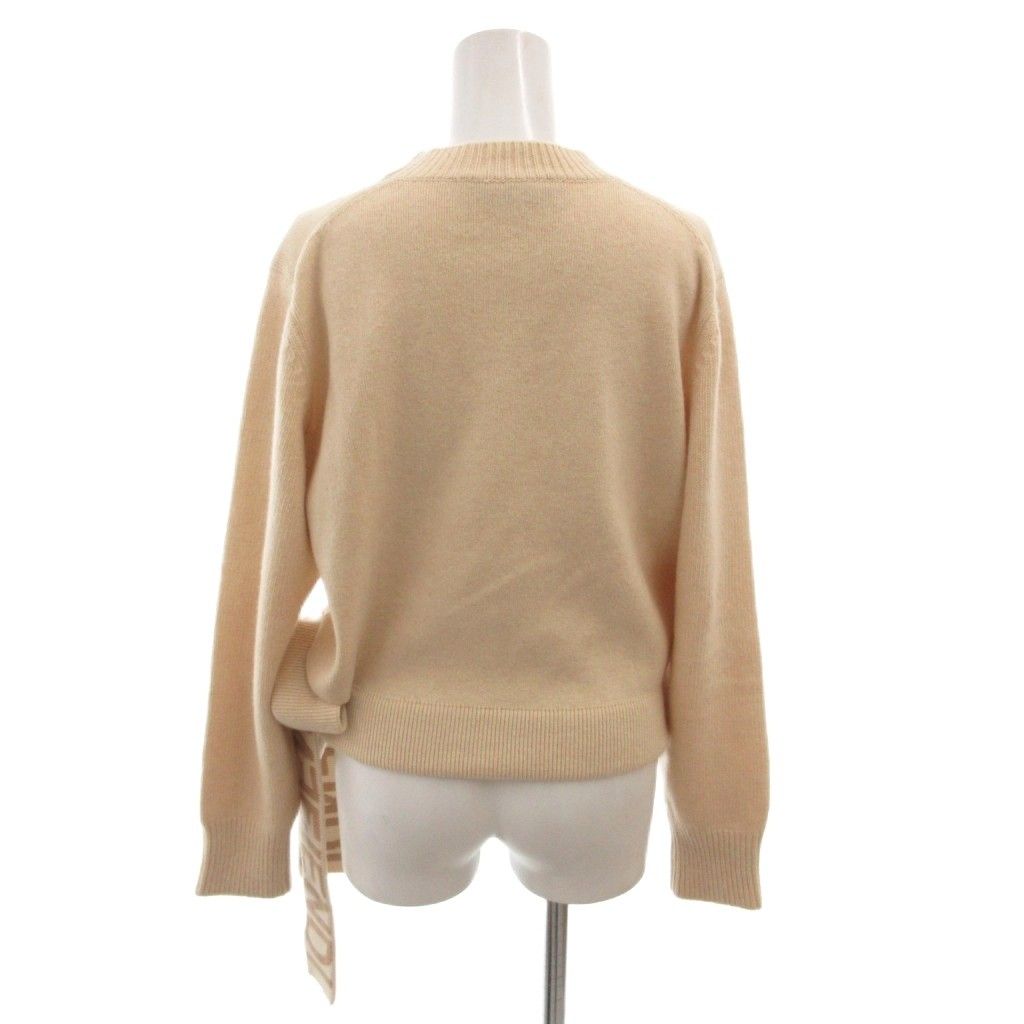 Fendi Cashmere Blend Knit Sweater Pullover High Neck Logo Long Sleeve 38 Beige — view 2