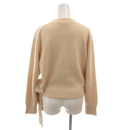 Fendi Cashmere Blend Knit Sweater Pullover High Neck Logo Long Sleeve 38 Beige — view 2
