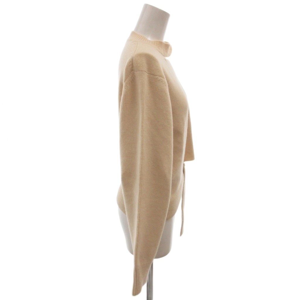 Fendi Cashmere Blend Knit Sweater Pullover High Neck Logo Long Sleeve 38 Beige — view 3