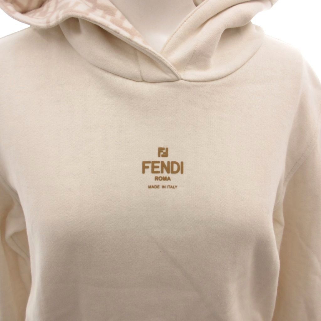 Fendi Hoodie Pullover Lining Zucca Pattern Short Length Long Sleeve XS White — view 6