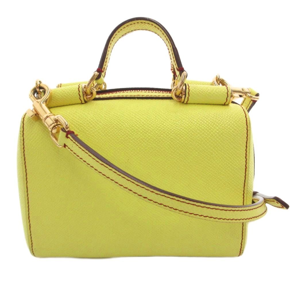Dolce & Gabbana Mini Shoulder Bag Hand 2-Way Logo Plate Leather Yellow