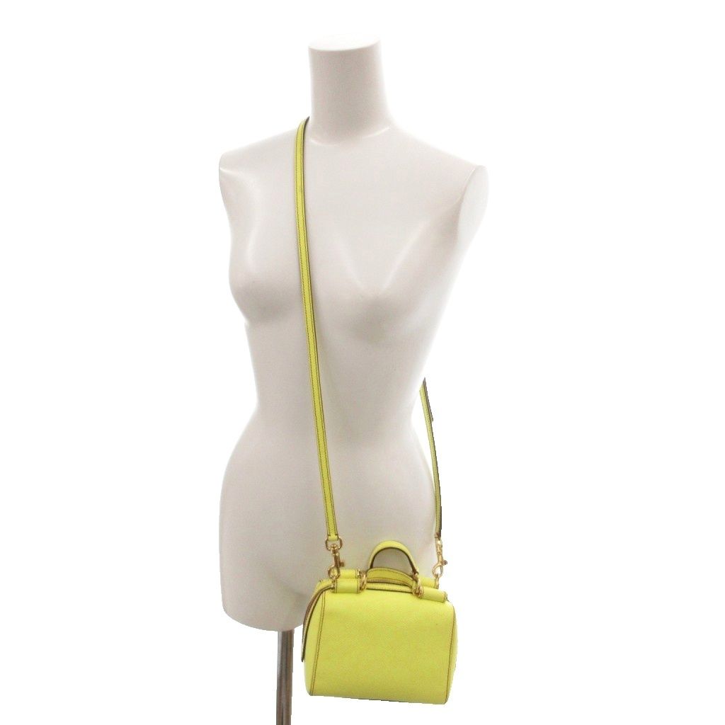 Dolce & Gabbana Mini Shoulder Bag Hand 2-Way Logo Plate Leather Yellow — view 5