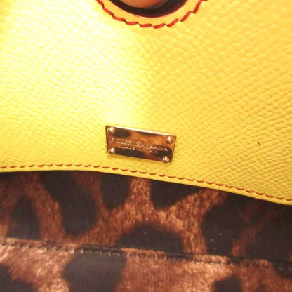 Dolce & Gabbana Mini Shoulder Bag Hand 2-Way Logo Plate Leather Yellow — view 7