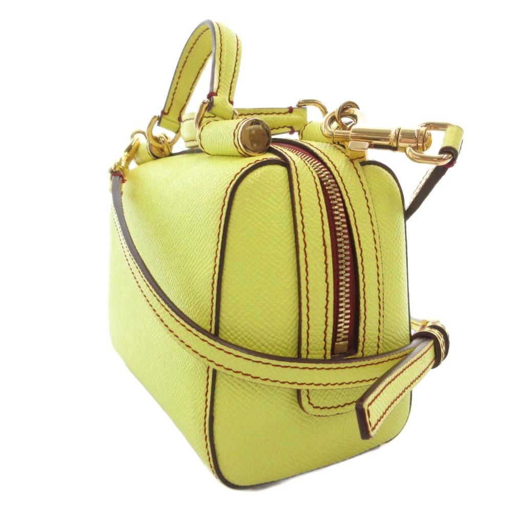 Dolce & Gabbana Mini Shoulder Bag Hand 2-Way Logo Plate Leather Yellow — view 3