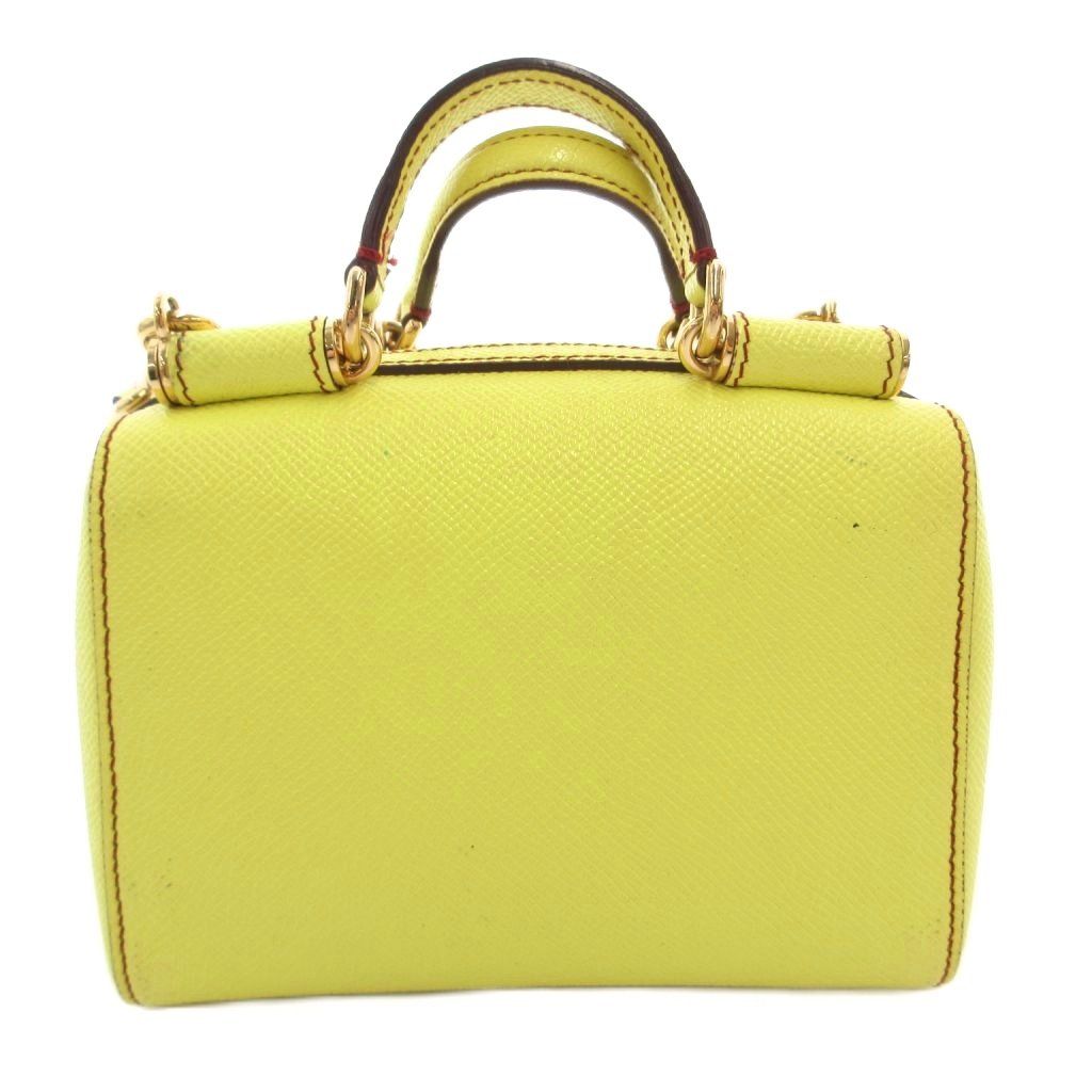 Dolce & Gabbana Mini Shoulder Bag Hand 2-Way Logo Plate Leather Yellow — view 2