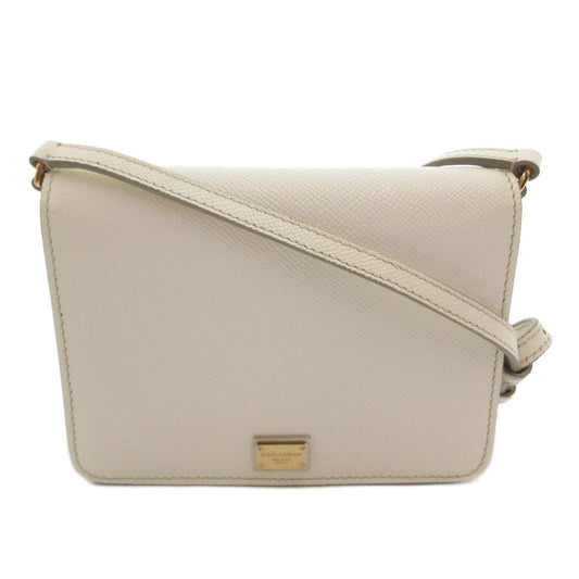 Dolce & Gabbana Mini Shoulder Bag Crossbody Logo Plate Leather White