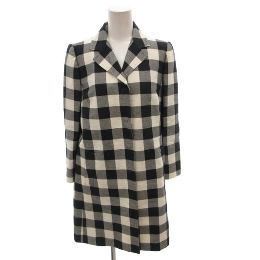 Dolce & Gabbana Chester Coat Block Check Bicolor Silk Blend Knee Length 38