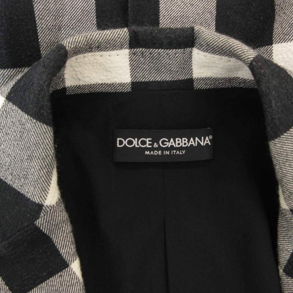 Dolce & Gabbana Chester Coat Block Check Bicolor Silk Blend Knee Length 38 — view 6