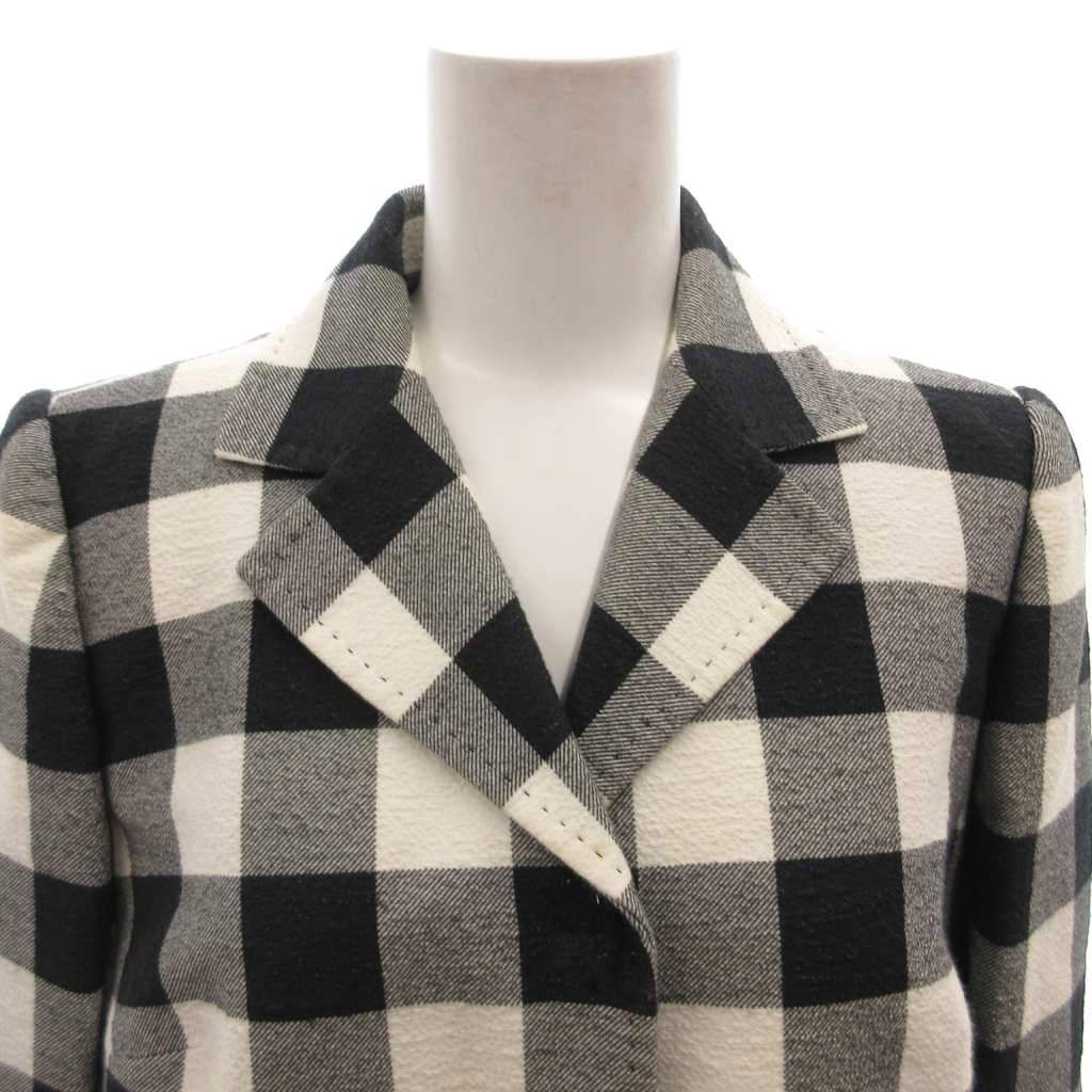 Dolce & Gabbana Chester Coat Block Check Bicolor Silk Blend Knee Length 38 — view 4
